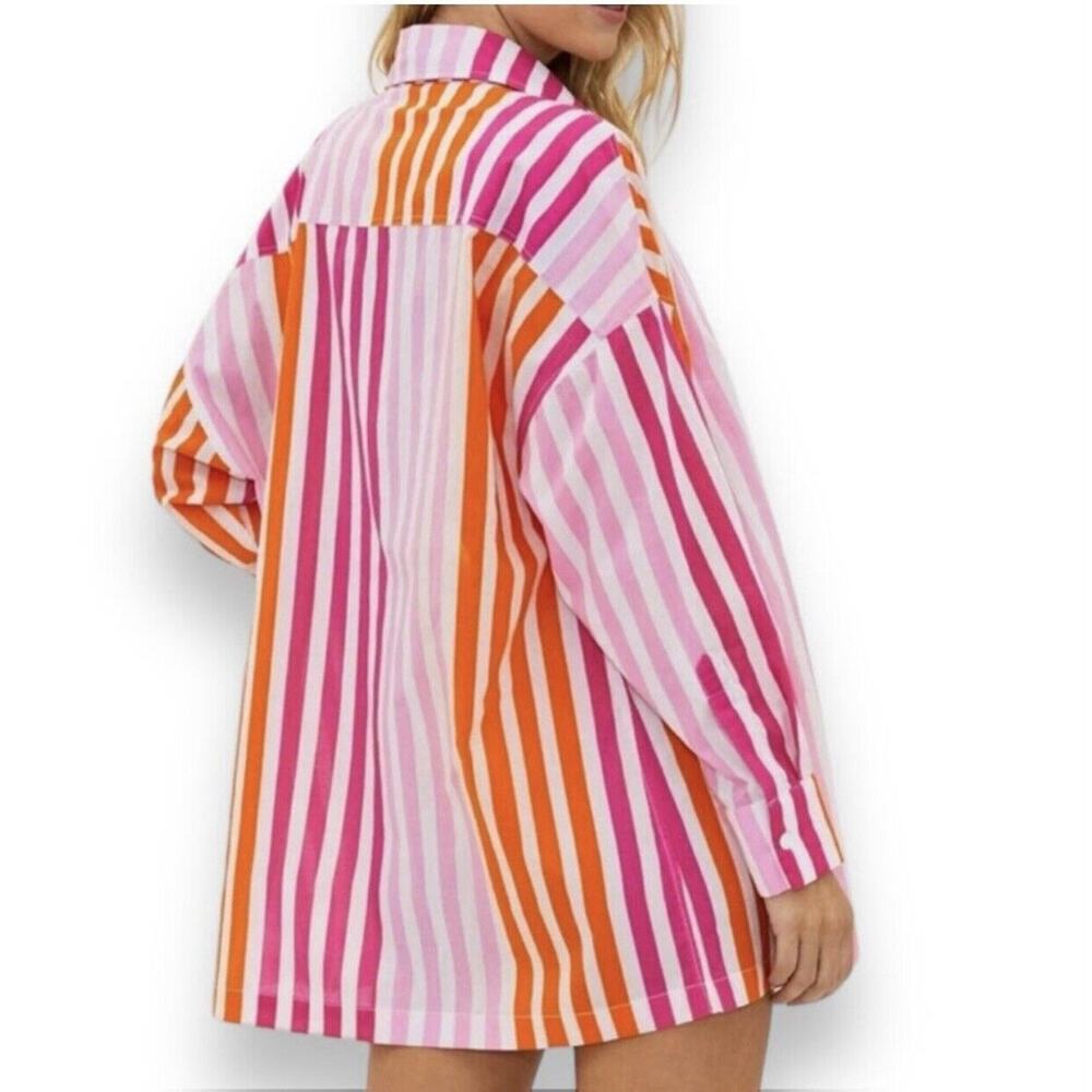 Beach Riot Alexa Top Sunset Stripes Pink Orange Swim Coverup S/M NWOT - Picture 2 of 5